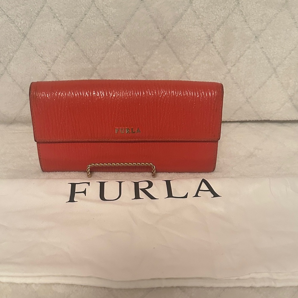 Furla Vibrant Orange Leather Wallet